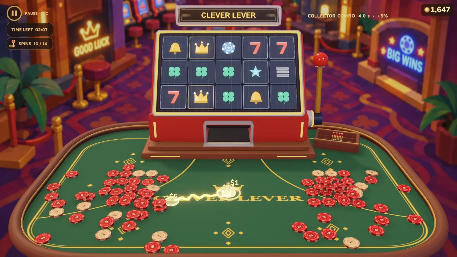 Pulling the lever on the slot machine